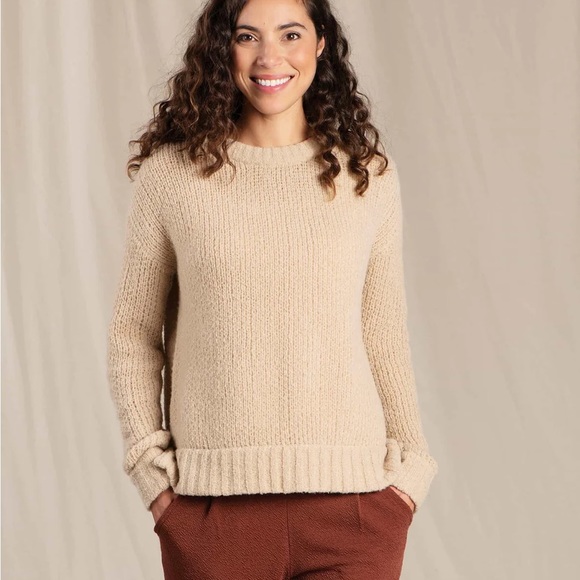 Toad&Co Sweaters - Toad & Co Women’s Cotati Dolman Tan Cappuccino Boucle Crew Neck Sweater, size M